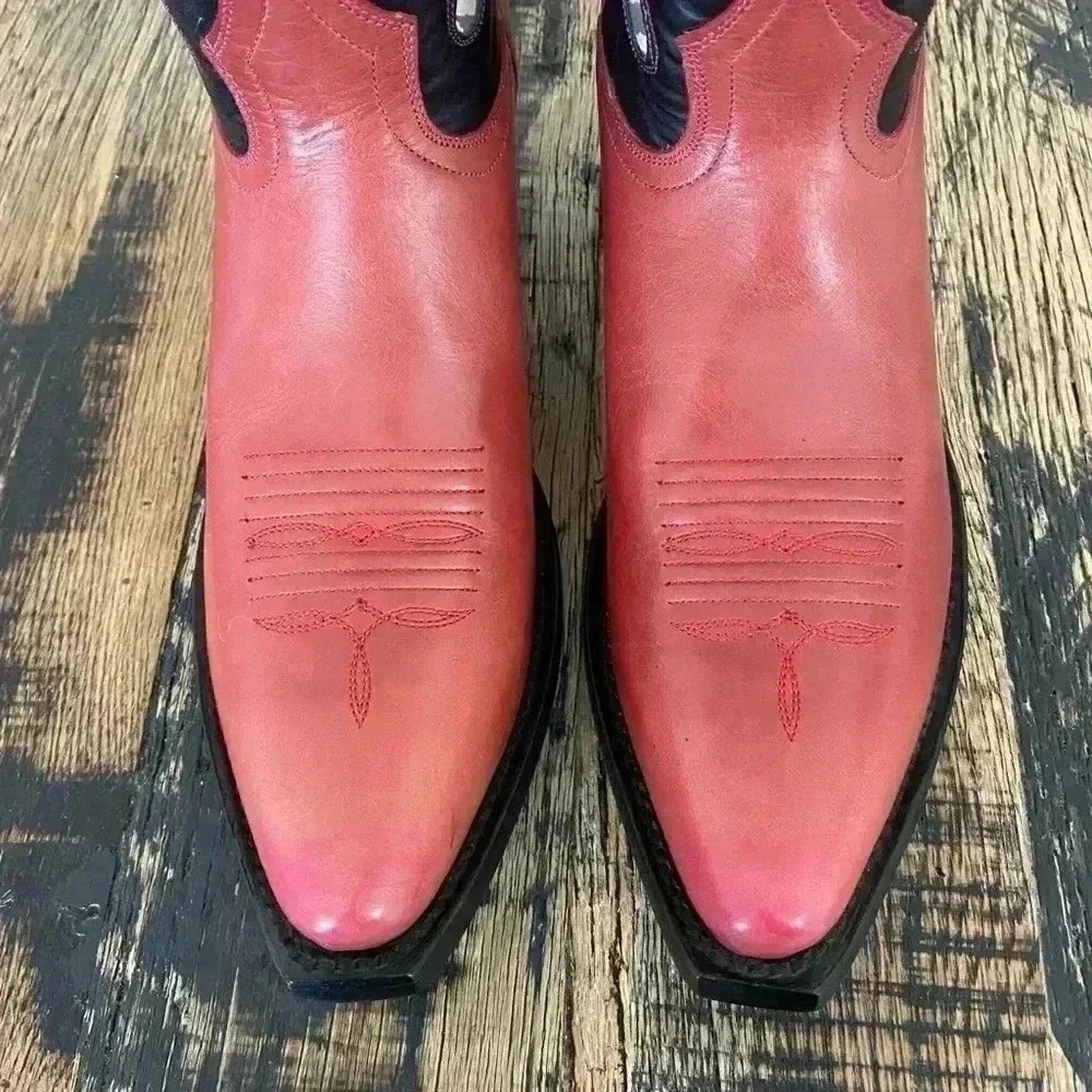 JOHNNY RINGO Red & Black Leather Animal Print Women’s Western Boots Size… - Picture 6 of 12